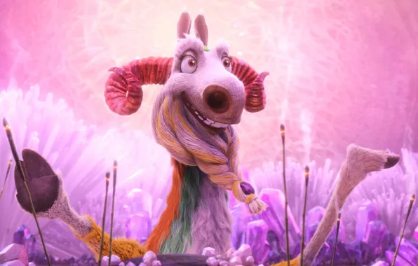 Cinema, Ice Age, wallpaper, horns, legs, smile, pink, cartoon