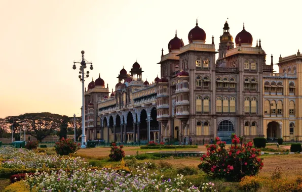 Город, Индия, архитектура, дворец, India, Mysore Palace