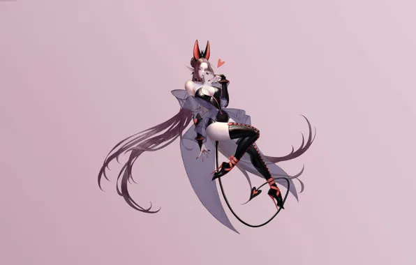 Girl, Fantasy, Art, Devil, Style, Background, Illustration, Minimalism