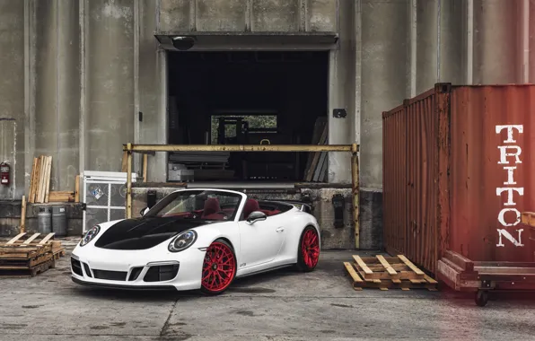 Белый, фон, кабриолет, Porsche GTS