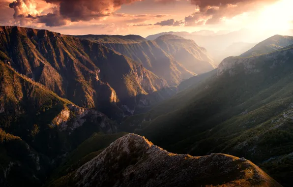 Картинка небо, облака, каньон, Bosnia, Босния, Adnan Bubalo, Canyon of Rakitnica river