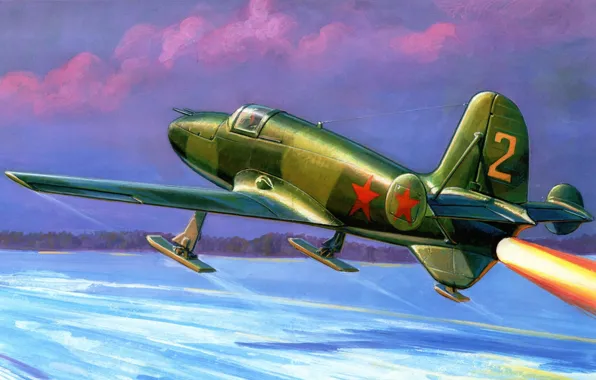 Картинка небо, самолёт, Арт, первый, ракетный, советский, БИ-1, ближний истребитель
