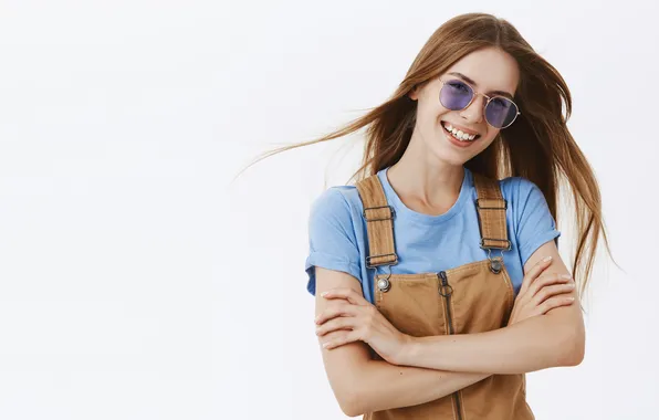 Girl, young, smiling, stylish, carefree, sunglasses, laughing