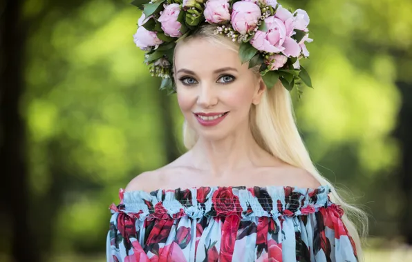 Картинка девушка, портрет, венок