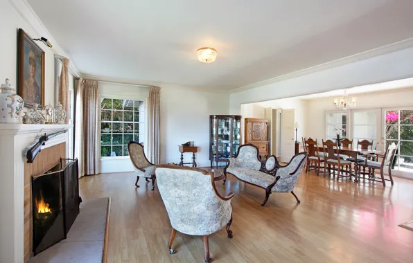 Диван, мебель, кресло, камин, Design, гостиная, Interior, Living