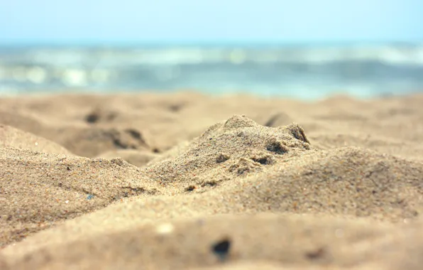 Картинка песок, море, волны, пляж, лето, вода, макро, пейзаж