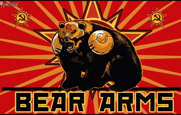 Картинка медведь, red, star, серп и молот, Red Alert 3, Bear Arms