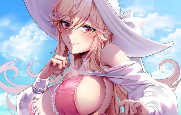 Girl, sexy, cleavage, long hair, boobs, anime, beautiful, pretty