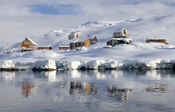 Картинка дома, деревня, Гренландия