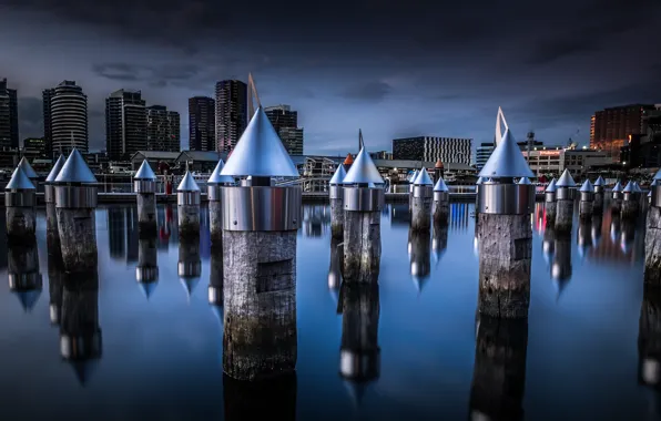 Картинка ночь, город, Melbourne, Docklands