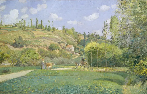 Картинка пейзаж, картина, Камиль Писсарро, Пастух в Вальгермиле. Овер-сюр-Уаз