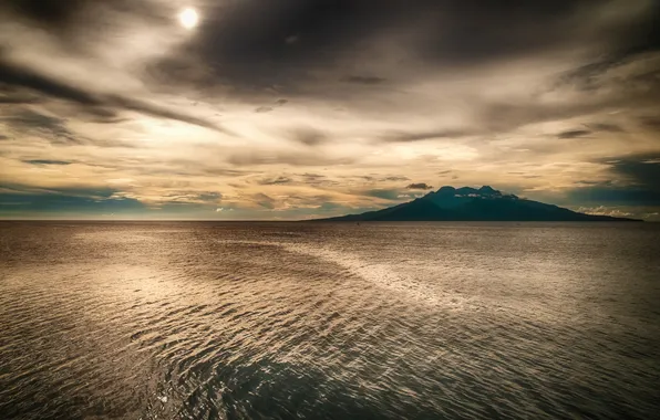 Картинка солнце, облака, тучи, Филиппины, остров Camiguin