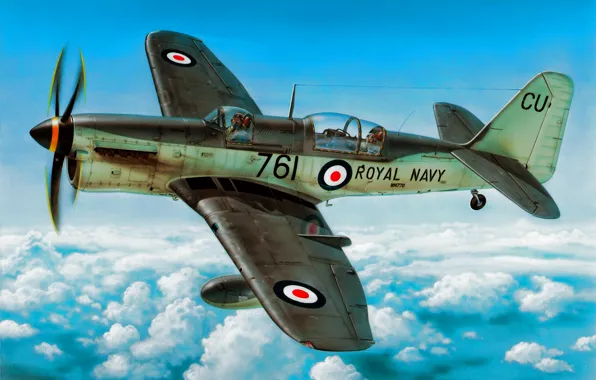 Картинка war, art, airplane, painting, aviation, Fairey Firefly