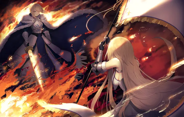 Девушки, флаг, поклон, сейбер, Fate / Grand Order, Судьба великая кампания