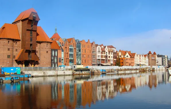 River, building, Gdansk