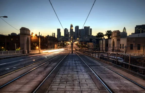 Картинка закат, город, США, Los Angeles