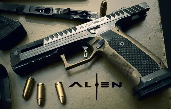 Пистолет, оружие, pistol, weapon, Alien, render, Алиен, Лауго