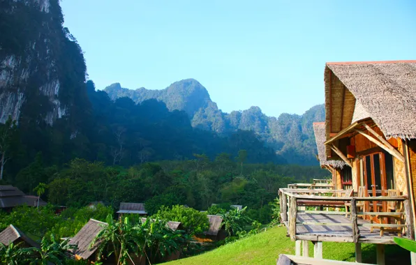 Лето, горы, природа, домик