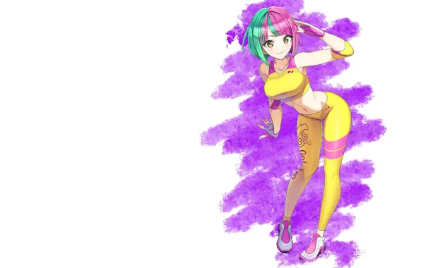 Girl, hot, sexy, boobs, yellow, anime, pretty, bend