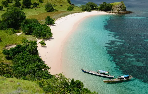 Пляж, океан, берег, Indonesia, Komodo National Park