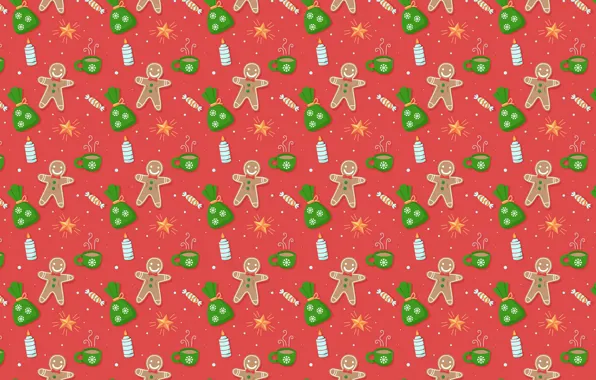 Украшения, фон, узор, Новый Год, Рождество, Christmas, background, pattern
