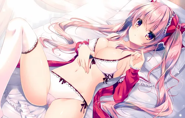 Girl, sexy, lingerie, pantsu, bra, cleavage, panties, thighhighs