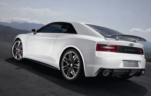 Картинка дорога, белая, Audi Quattro Concept
