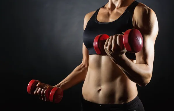 Картинка women, workout, fitness, dumbbell