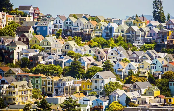 Город, дома, Сан-Франциско, San Francisco, houses, urban