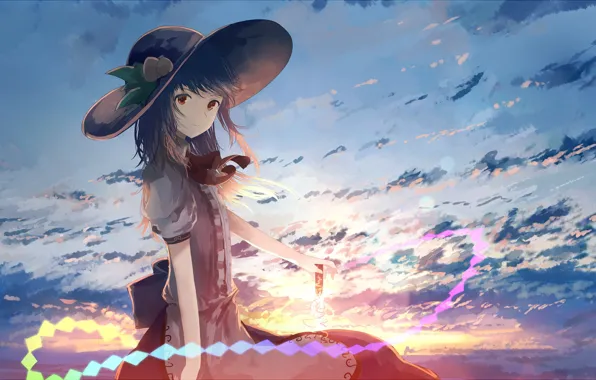Девушка, шляпа, аниме, touhou, hinanawi tenshi