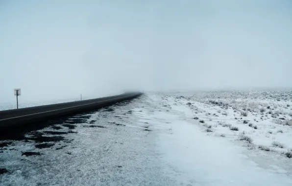 Картинка зима, снег, туман, Дорога