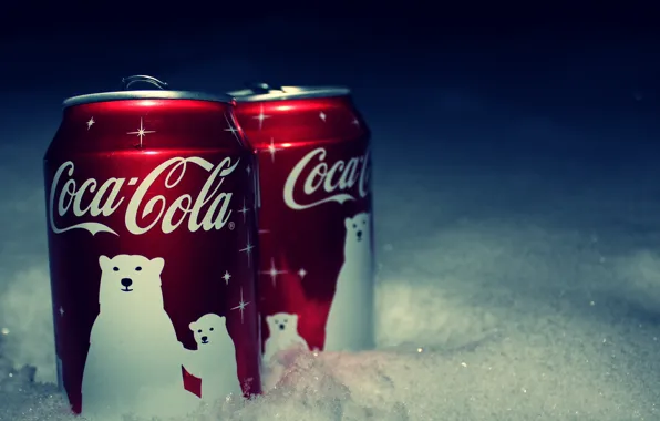 Картинка снег, coca-cola, Кока-кола, баночка