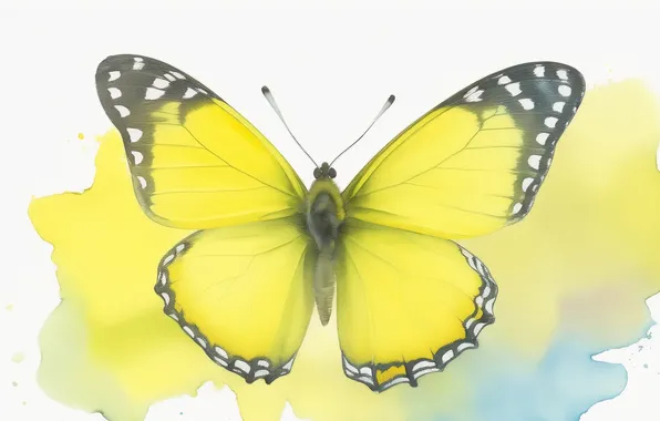 Бабочки, желтый, бабочка, рисунок, крылья, акварель, yellow, wings