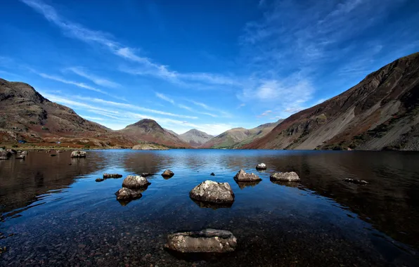 Озеро, Англия, lake, England, Lake District, Cumbria, Wastwater