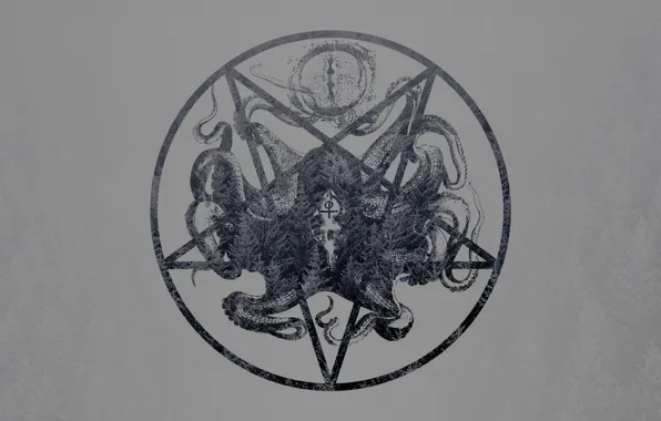 Forest, minimalism, cthulhu, pentagram