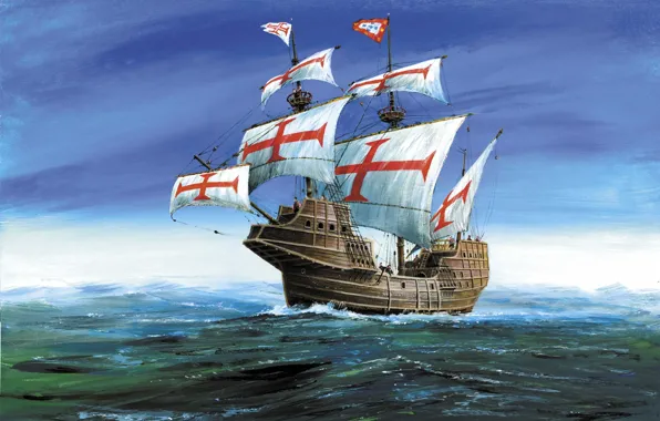 Картинка корабль, земли, времени, вооружен, покорять, кораблях, груза, 600-700