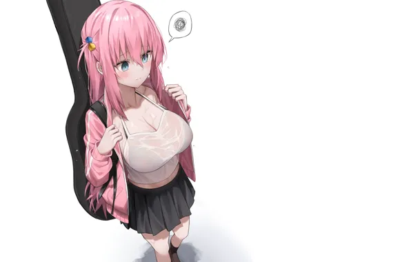 Kawaii, music, girl, guitar, hot, sexy, wet, pink hair