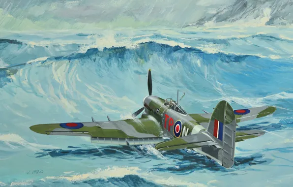 Картинка Art, истребитель-бомбардировщик, RAF, Вторая Мировая война, Hawker, Typhoon Mk.Ib