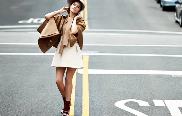 Картинка дорога, юбка, шляпа, актриса, туфли, пальто, 2014, Glamour