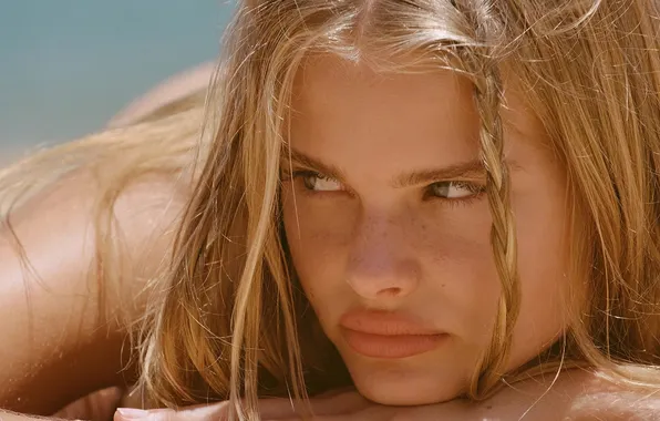 Girl, model, lips, hair, look, blonde, freckles, Zoe Blume