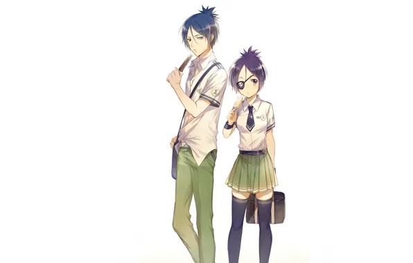 Девушка, аниме, парень, Rokudou Mukuro, Katekyo Hitman REBORN!, Chrome Dokuro