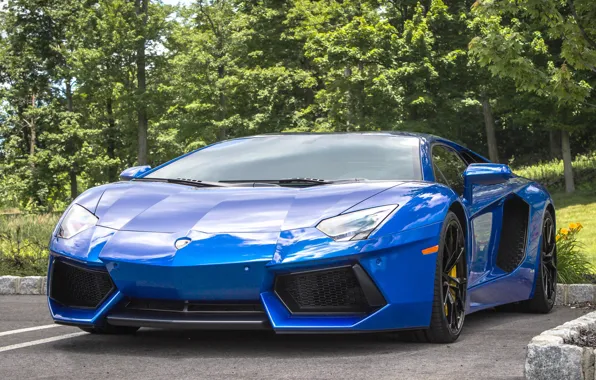 Картинка Lamborghini, blue, parking, aventador