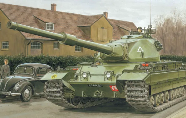 Painting, tank, British Heavy Tank Conqueror, war, art
