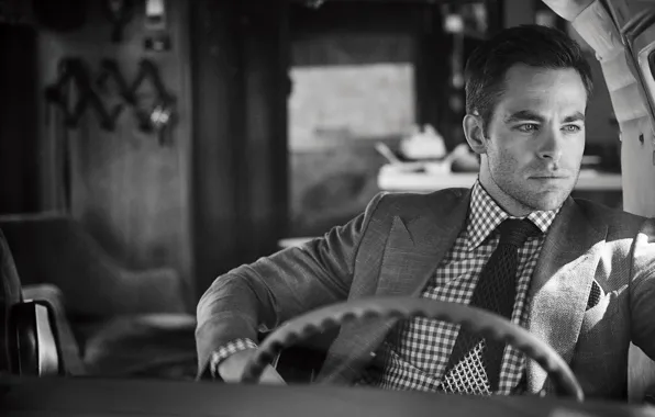 Актер, черно-белое, фотосессия, Крис Пайн, Chris Pine, C For Men, Sam Jones