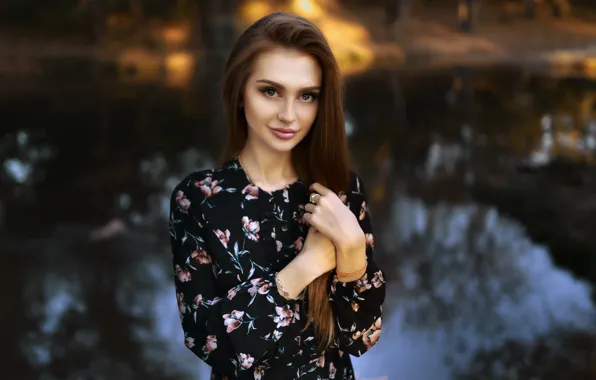 Картинка взгляд, девушка, природа, река, модель, волосы, красивая, Nikolay Novikov