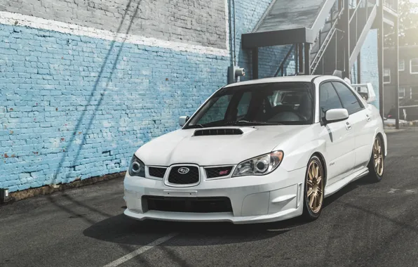 Картинка Subaru, Impreza, White, STi