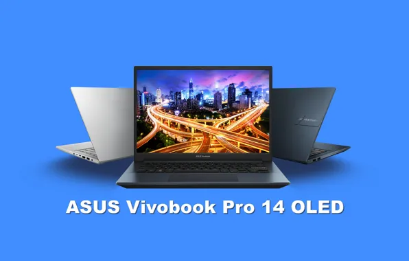 Компьютер, wallpaper, ноутбук, электроника, ASUS, голубой фон, OLED, ASUS Vivobook Pro 14 OLED