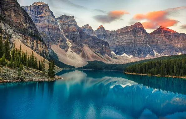 Картинка лес, горы, озеро, Канада