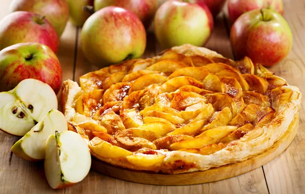 Картинка яблоки, еда, пирог, фрукты, десерт, выпечка