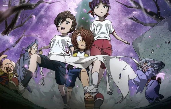 Дети, арт, бегут, GeGeGe no Kitaro
